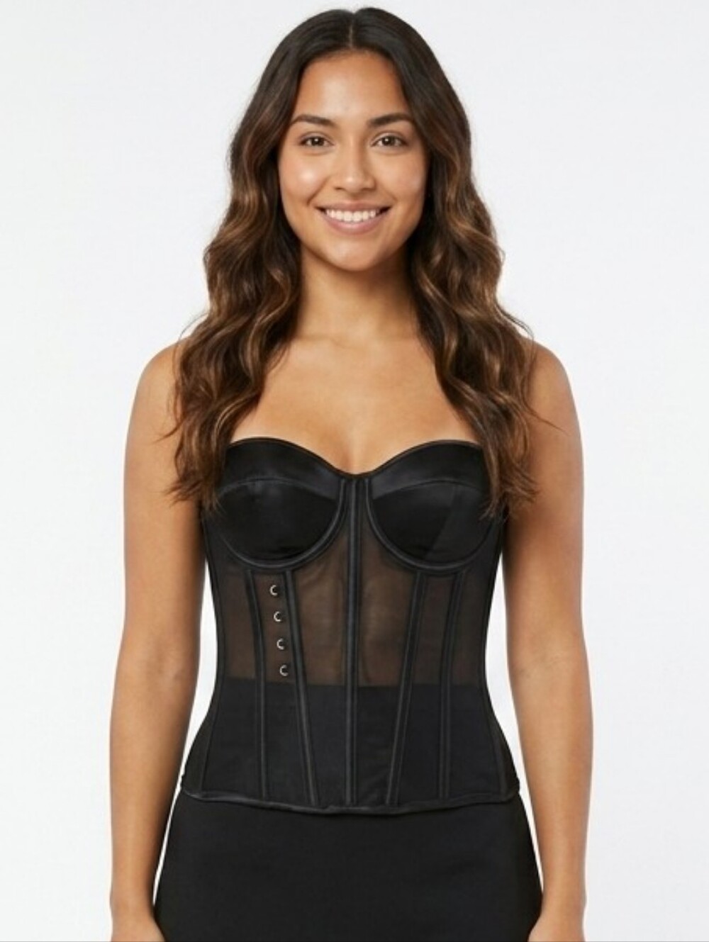 Strapless Black Mesh Corset Bustier Top